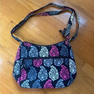 Vera Bradley Black and Pink Patterned Shoulder Bag